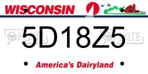 5D18Z5 Wisconsin License Plate