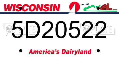 5D20522 Wisconsin License Plate