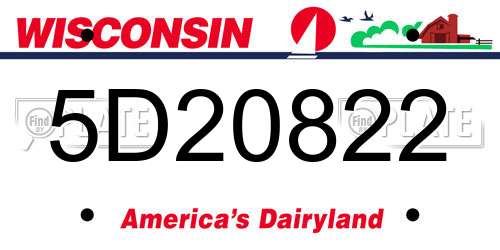 5D20822 Wisconsin License Plate