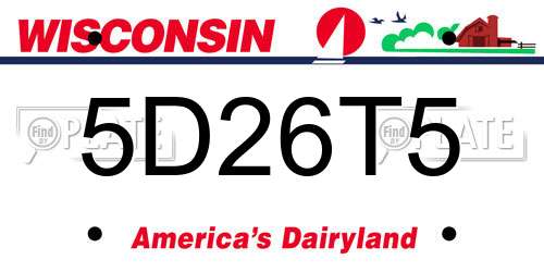 5D26T5 Wisconsin License Plate
