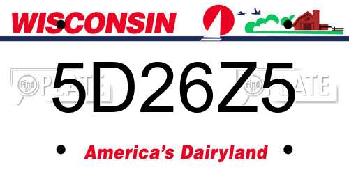 5D26Z5 Wisconsin License Plate