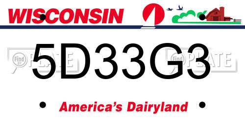 5D33G3 Wisconsin License Plate