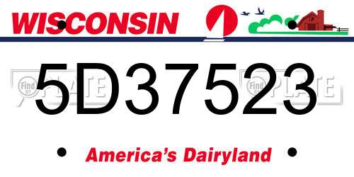 5D37523 Wisconsin License Plate