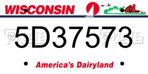 5D37573 Wisconsin License Plate