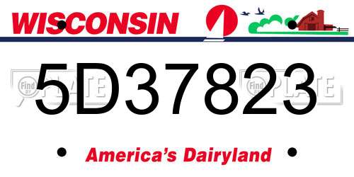 5D37823 Wisconsin License Plate
