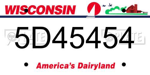 5D45454 Wisconsin License Plate