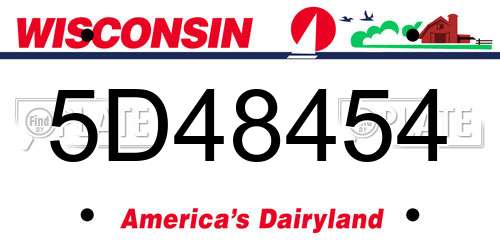 5D48454 Wisconsin License Plate