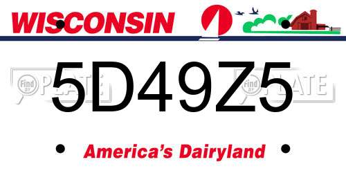 5D49Z5 Wisconsin License Plate
