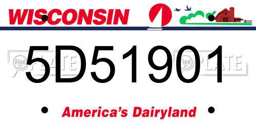 5D51901 Wisconsin License Plate
