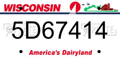 5D67414 Wisconsin License Plate