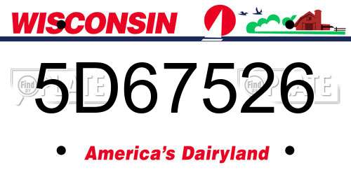 5D67526 Wisconsin License Plate