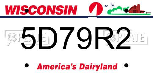 5D79R2 Wisconsin License Plate