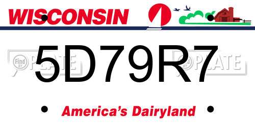 5D79R7 Wisconsin License Plate