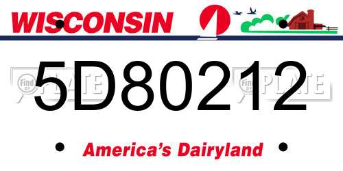 5D80212 Wisconsin License Plate