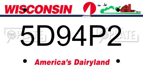 5D94P2 Wisconsin License Plate