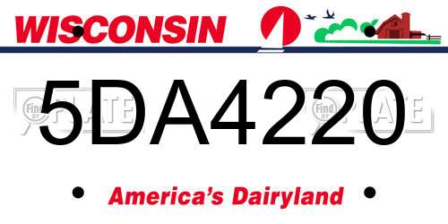 5DA4220 Wisconsin License Plate