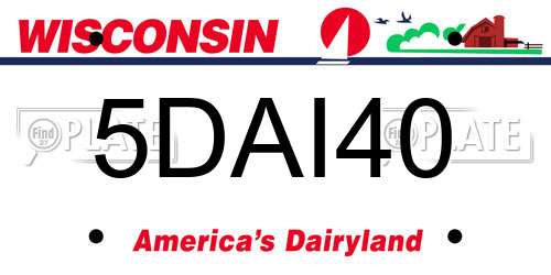 5DAI40 Wisconsin License Plate
