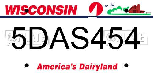 5DAS454 Wisconsin License Plate
