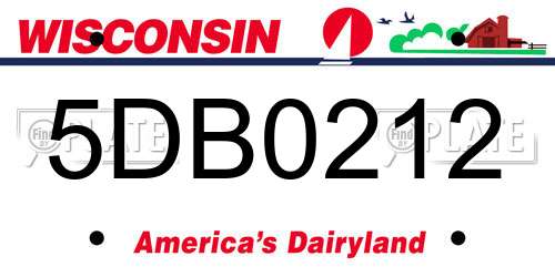 5DB0212 Wisconsin License Plate