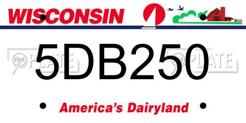 5DB250 Wisconsin License Plate