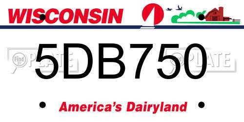 5DB750 Wisconsin License Plate
