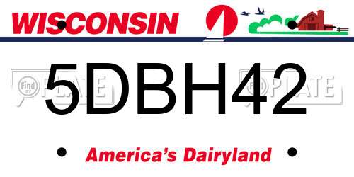5DBH42 Wisconsin License Plate