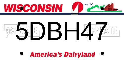 5DBH47 Wisconsin License Plate