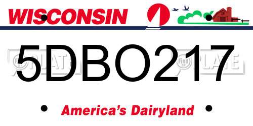 5DBO217 Wisconsin License Plate