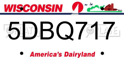 5DBQ717 Wisconsin License Plate