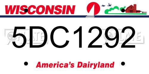5DC1292 Wisconsin License Plate