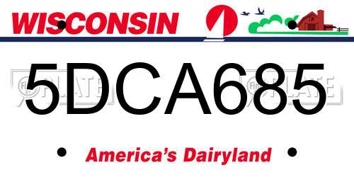 5DCA685 Wisconsin License Plate