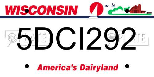5DCI292 Wisconsin License Plate