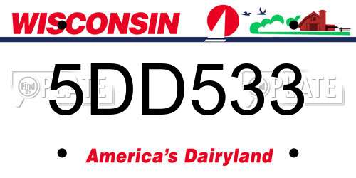 5DD533 Wisconsin License Plate