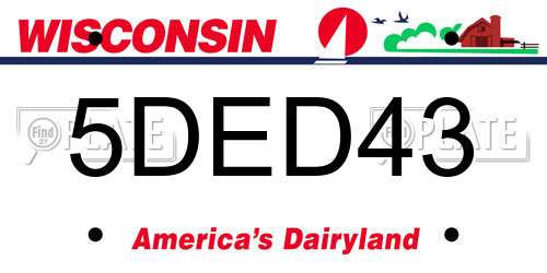 5DED43 Wisconsin License Plate