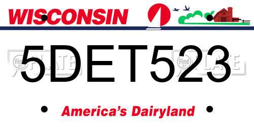 5DET523 Wisconsin License Plate