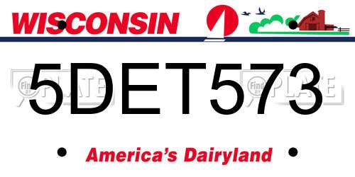5DET573 Wisconsin License Plate