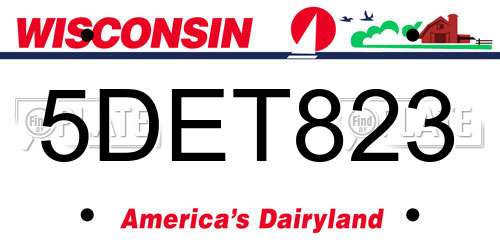 5DET823 Wisconsin License Plate