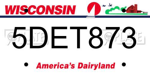 5DET873 Wisconsin License Plate