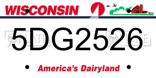 5DG2526 Wisconsin License Plate