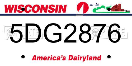 5DG2876 Wisconsin License Plate