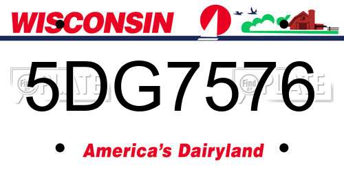 5DG7576 Wisconsin License Plate