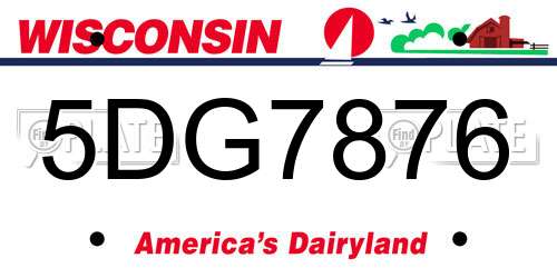 5DG7876 Wisconsin License Plate