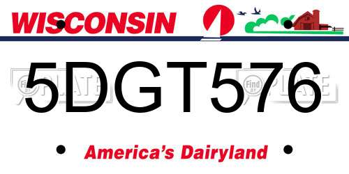 5DGT576 Wisconsin License Plate