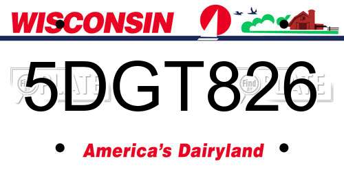 5DGT826 Wisconsin License Plate