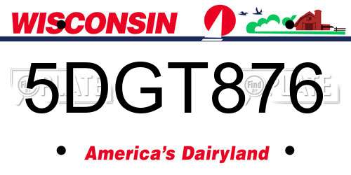 5DGT876 Wisconsin License Plate