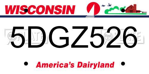 5DGZ526 Wisconsin License Plate