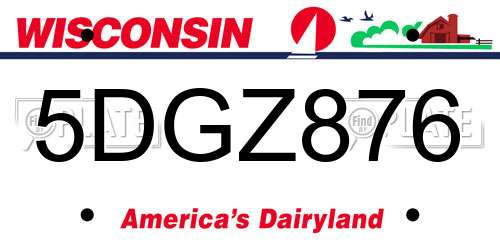 5DGZ876 Wisconsin License Plate