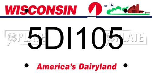 5DI105 Wisconsin License Plate