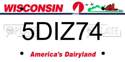 5DIZ74 Wisconsin License Plate
