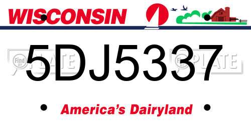 5DJ5337 Wisconsin License Plate